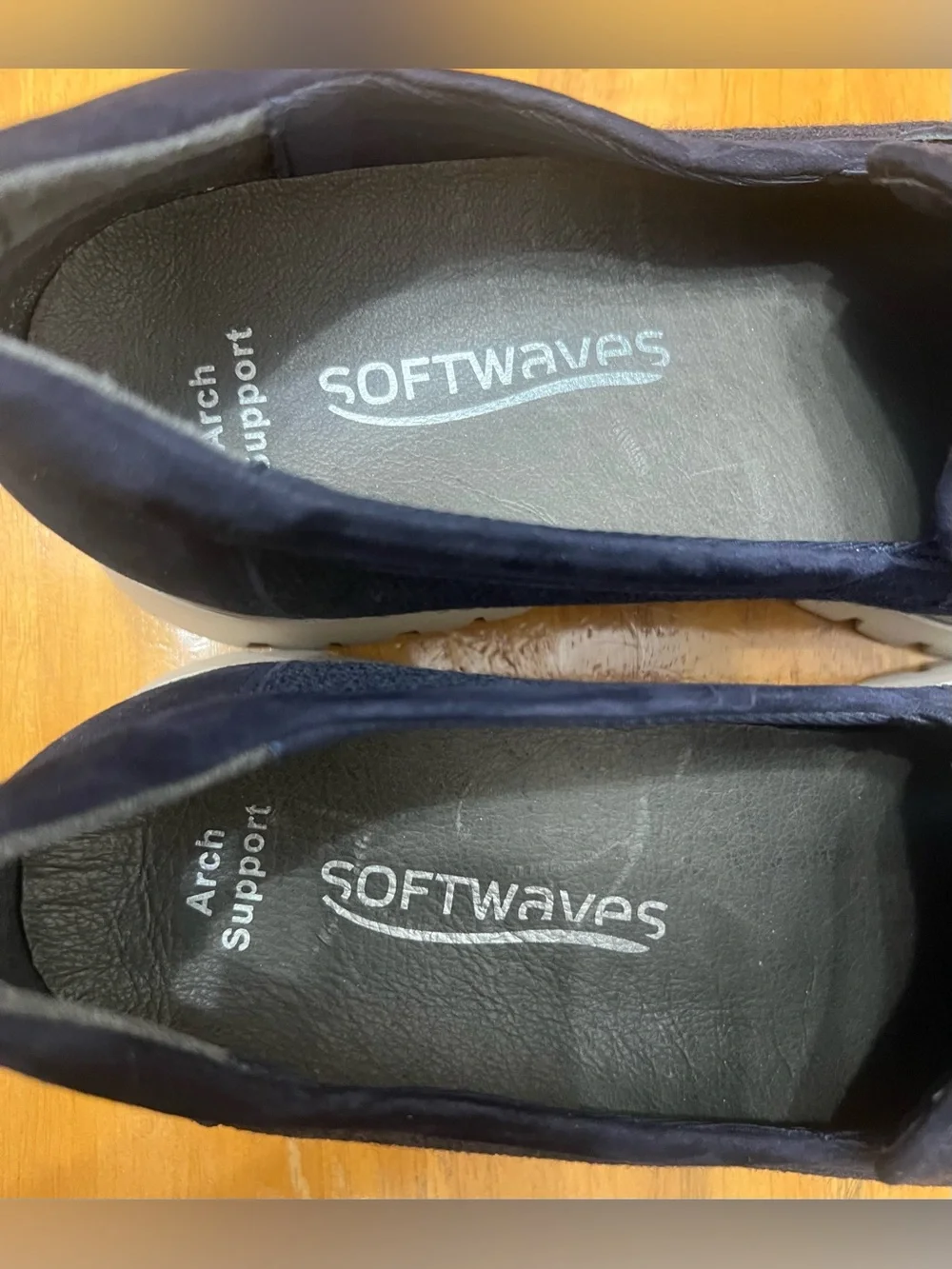 Softwaves Velinda Navy Suede & Mesh Arch Support Platform Loafer, Size 10.5.